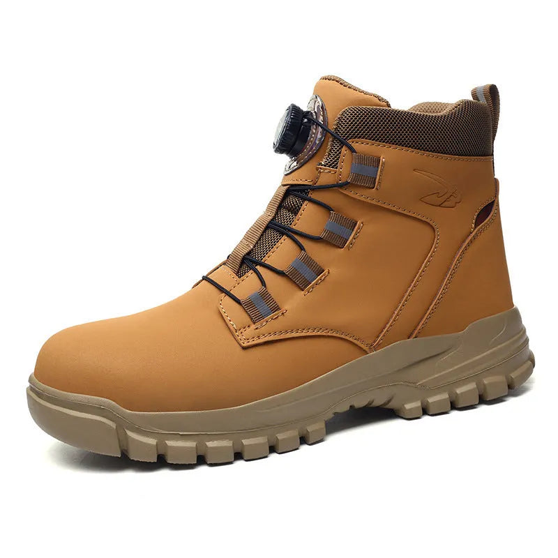 Leather and rubber anti-smashing safety shoes in black, yellow and grey colour options