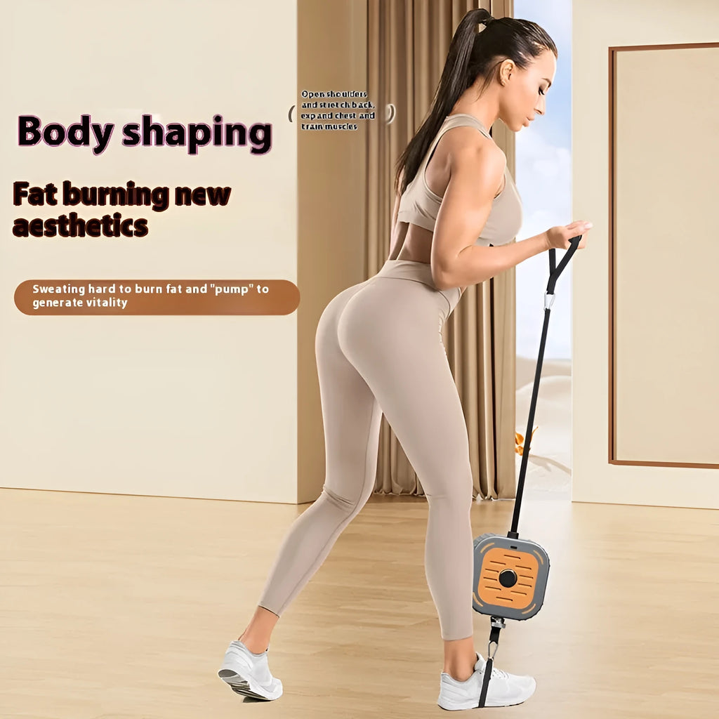 Power pump chest expander with adjustable resistance in vibrant orange on white background