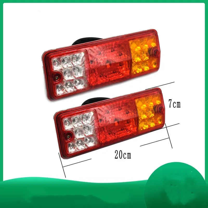 Black electric tricycle taillight with 200mm by 70mm dimensions for 12V and 48-60V systems