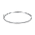 S925 sterling silver bracelet with gang drill geometric design in platinum colour on display