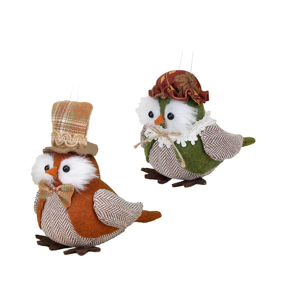 Thanksgiving harvest bird owl window pendant ornament in orange and green colours
