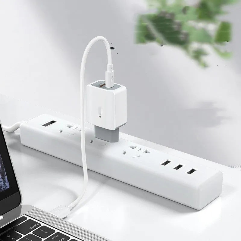 White European standard fast charge phone charger set with USB charging head and cable