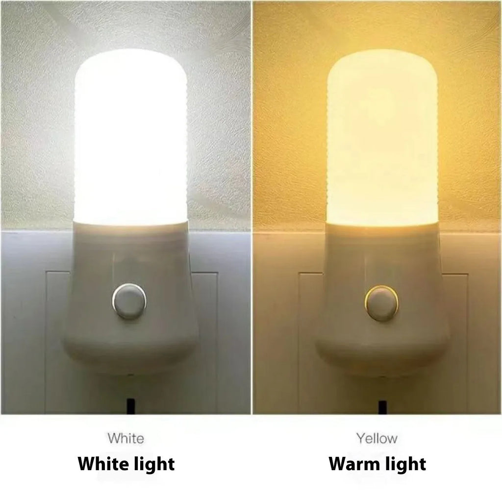 Minimalist cube-shaped plug-in night light with US plug and dual colour temperature settings