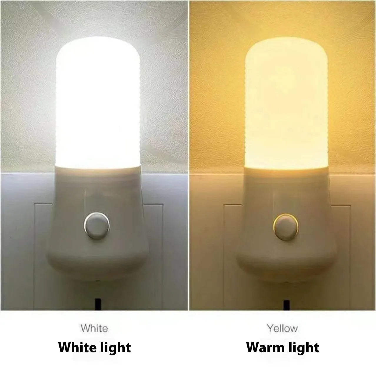 Minimalist cube-shaped plug-in night light with US plug and dual colour temperature settings