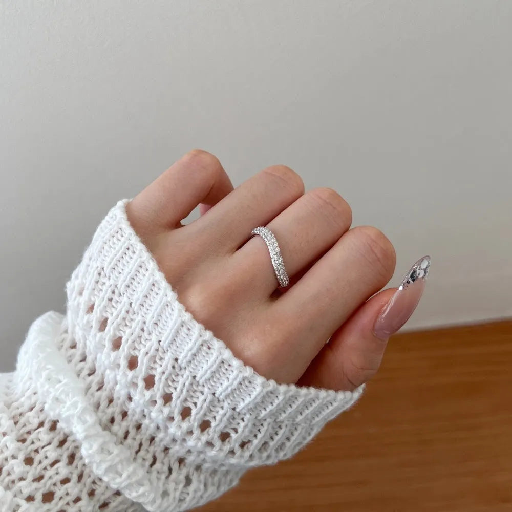 Female Zircon Inlaid Snake-shaped S925 Sterling Silver Ring in Platinum finish size No 7