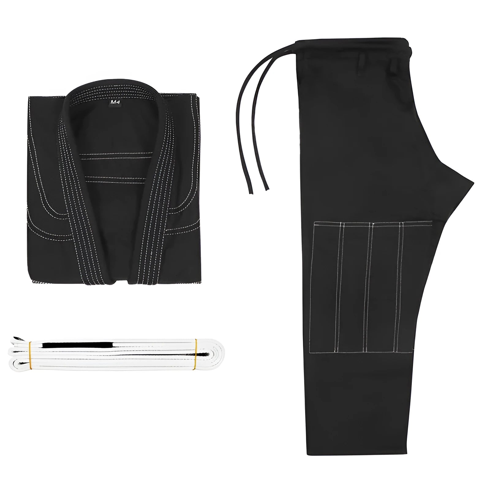 Brazilian Jiu-Jitsu Gi uniform in cotton blend fabric, showing top and trousers in a choice of colours.