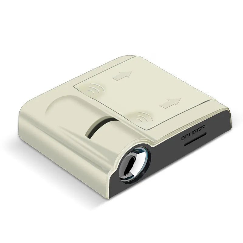 Beige and black universal car interior decorative projection radium lamp with compact ABS plastic shell.