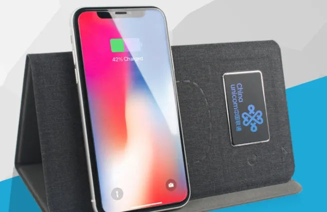 Folding wireless charging mouse pad set with Bluetooth mouse showing folded and open configurations