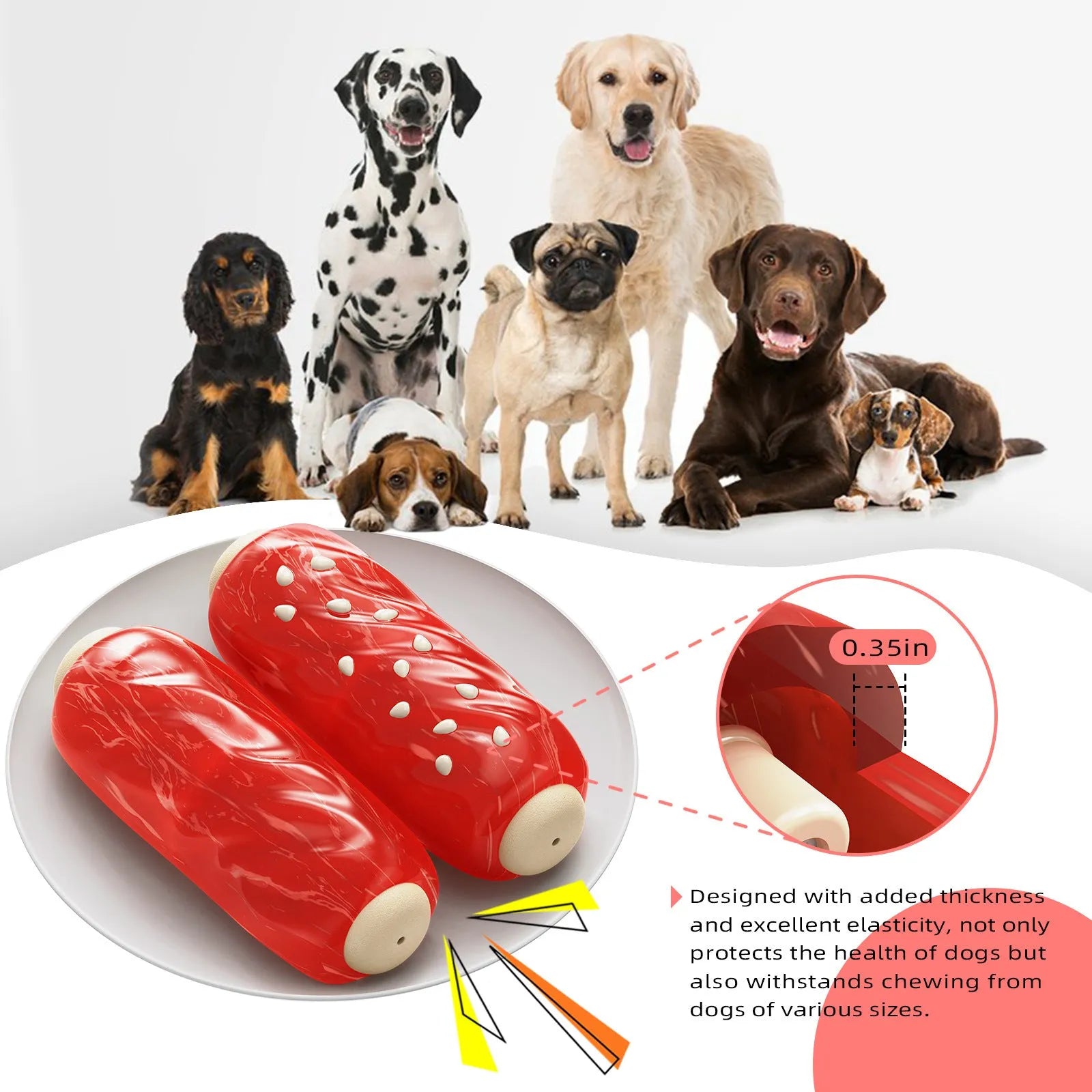 Primary colour plastic dog chew toy with glue toothbrush design measuring 20-24 cm for medium-sized dogs