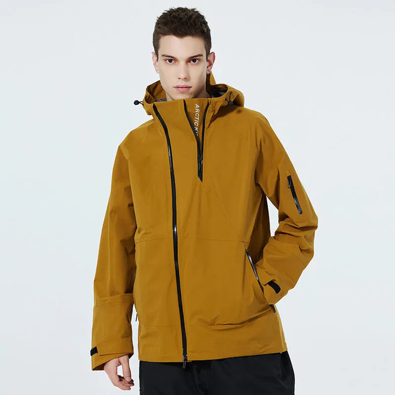 Yellow and black thin ski suit for men and women with windproof waterproof construction
