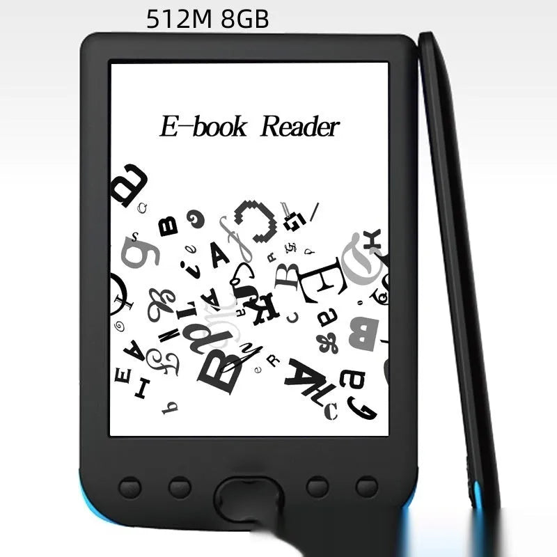 Black 6-inch E-ink screen e-book reader with multiple storage capacity options