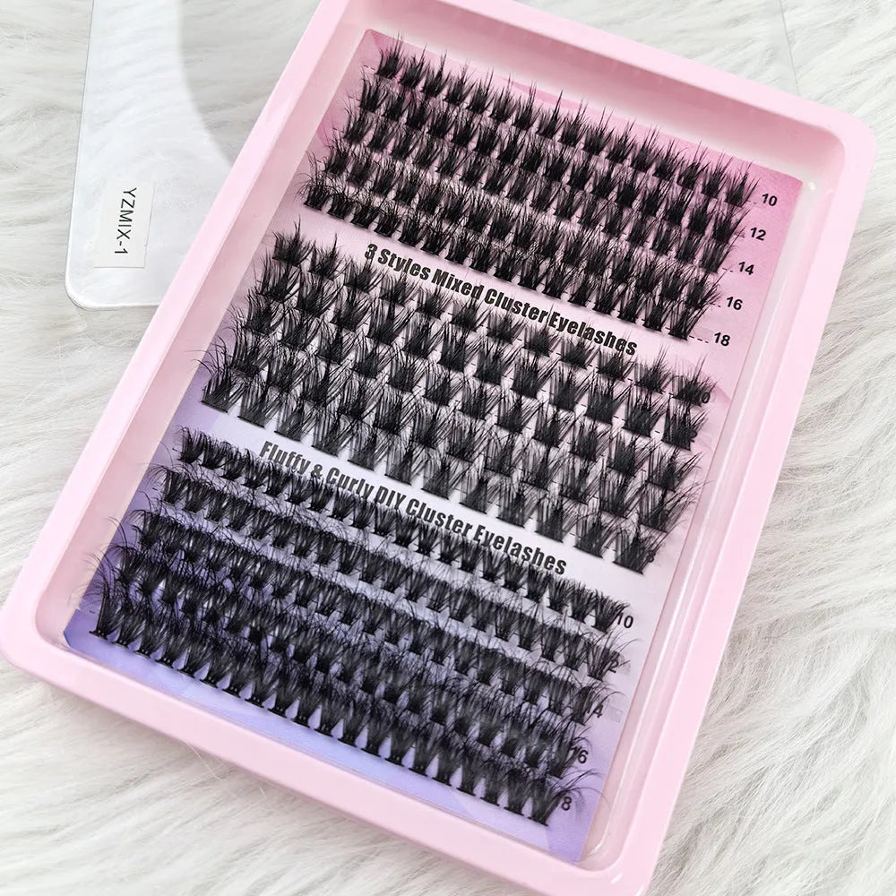 Large high imitation material case open to show mixed thickness false eyelashes inside