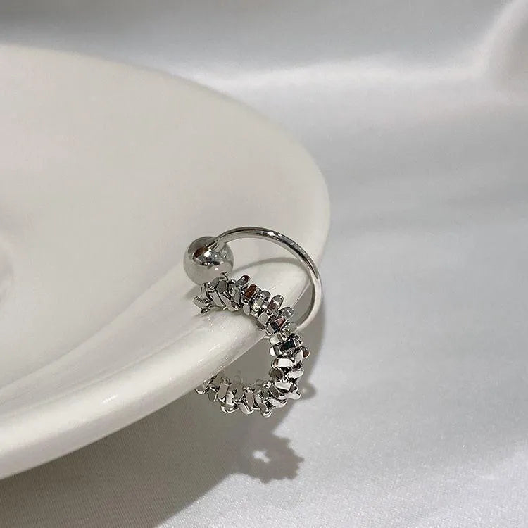 Women's geometric ear clip earrings with irregular frosty style in alloy material
