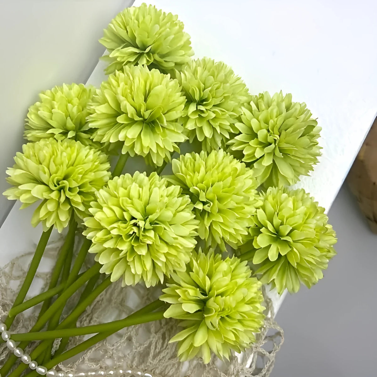 Green artificial silk flower in dark green or light green, 20 x 6 x 5cm, for desktop and home decoration