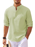 Men's stand collar shirt in pineapple texture polyester fabric, loose fit long sleeve, available in multiple colours