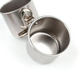 Stainless steel birdcage food container outdoor feeder in natural metal colour.