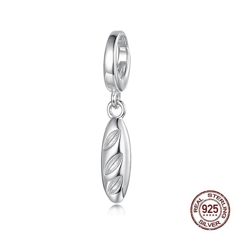 925 silver baguette pendant charm with opening and closing buckle, 2.1cm by 0.5cm, for DIY jewellery