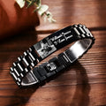 Men's stainless steel lettering bracelet with curved heart shape in gift box