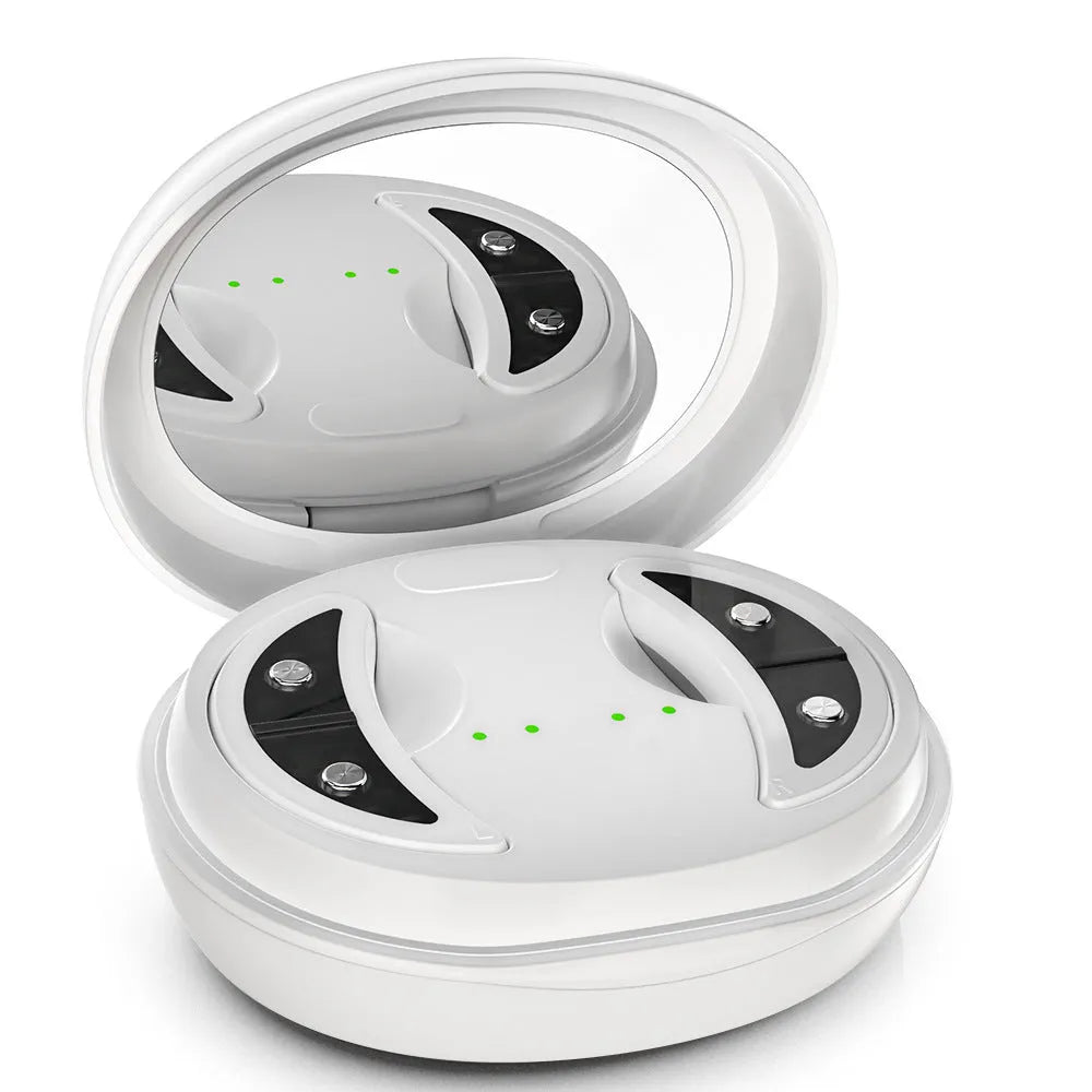 White wireless red light and EMS electric eye and facial massager device.