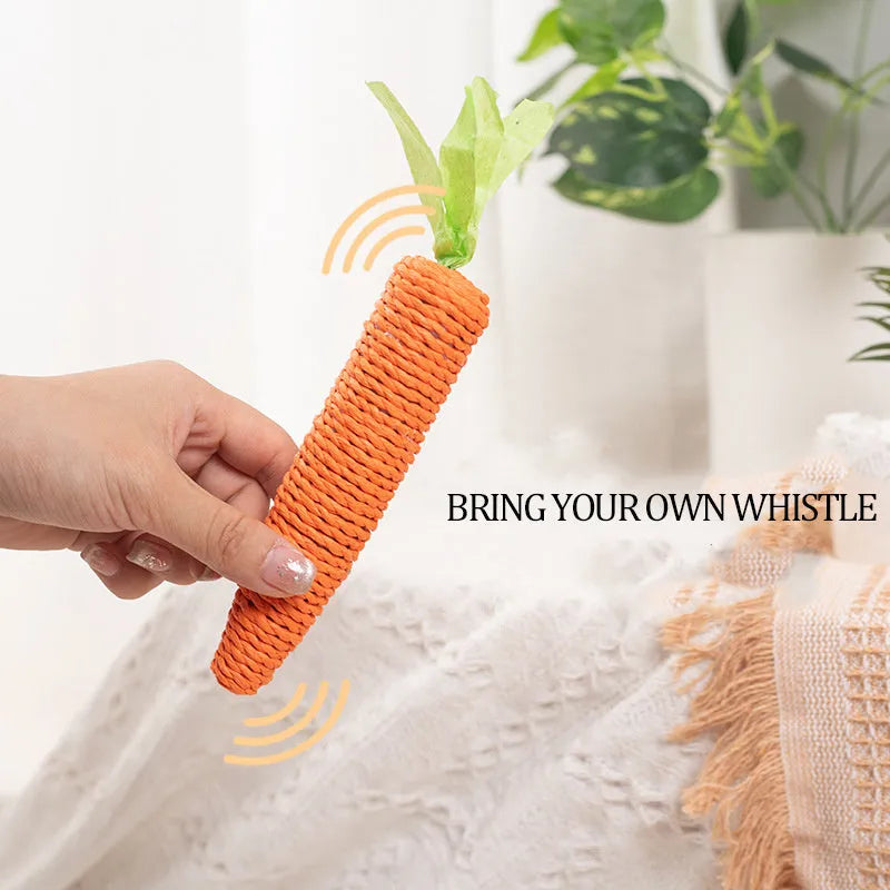 Bundle of cat toys including carrot-shaped paper bites, ringing stones, slender cat sticks and tooth grinding chews