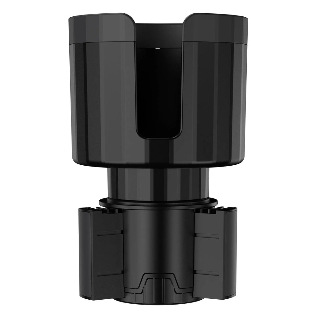 Matte black car cup holder expander adapter for oversized water bottles and drink containers
