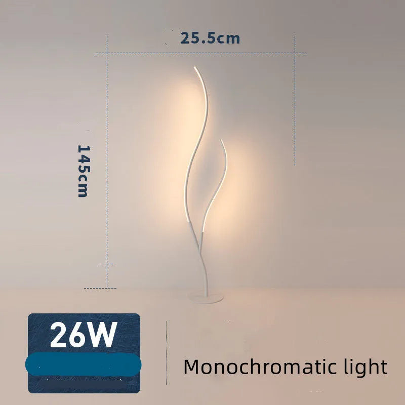 Twig-style LED floor lamp with silicone shade and aluminium alloy body, D1900 x H1400 mm, black or white