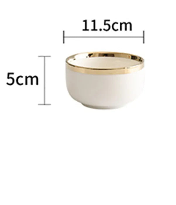 Porcelain bowl with platinum gold trim and colour glaze finish, American style, 4.5 inch diameter