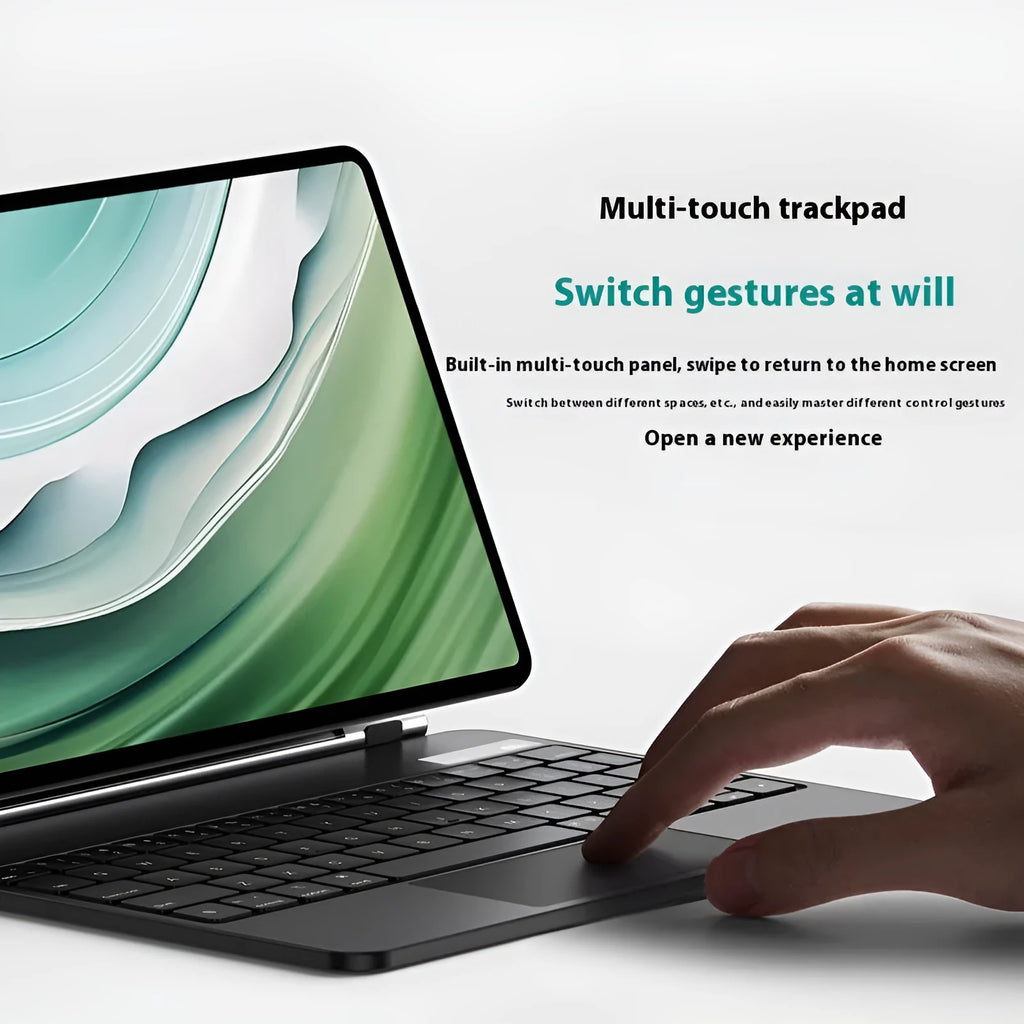 Huawei Matepad 11 magnetic wireless keyboard cover in black showing Bluetooth connectivity and protective case design