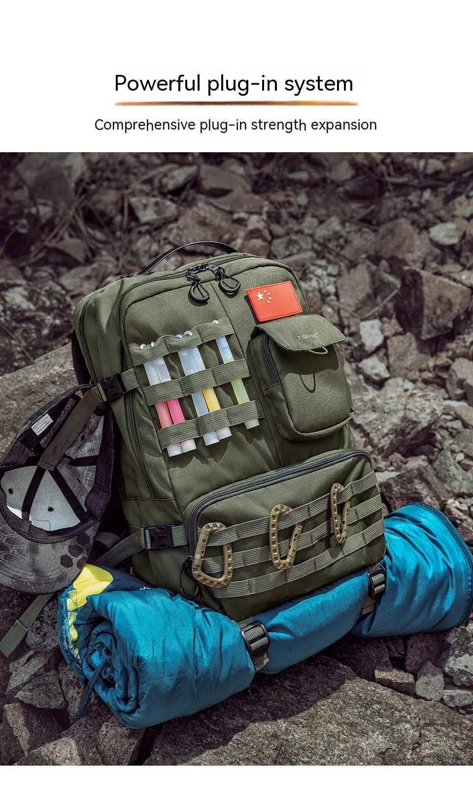 Waterproof tactical backpack in Army Green colour with 17-inch size and 20-35L capacity