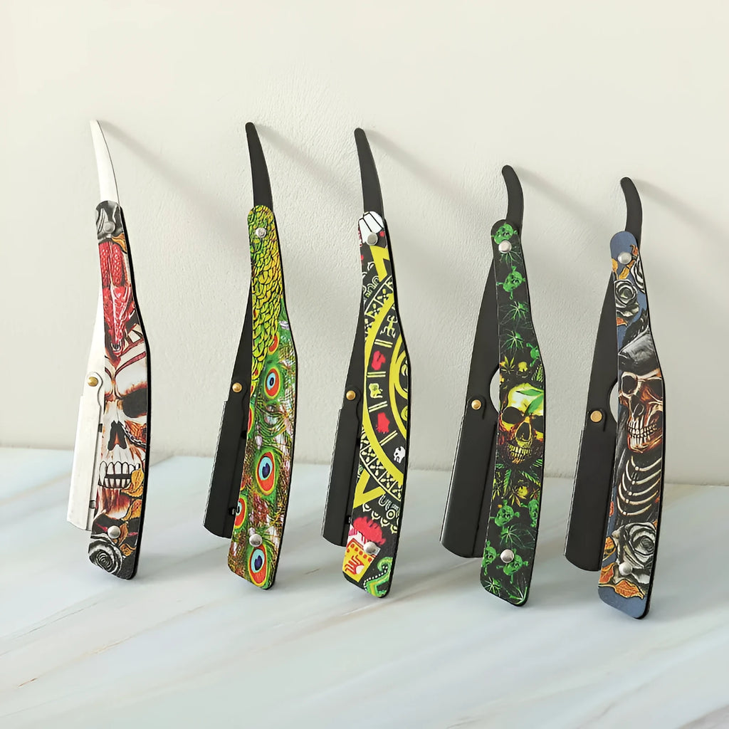 Manual shaver with clown skull design, 74 blade, red pattern black colour option