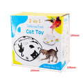 Plastic self-hi relief cat toy with teaser attachment measuring 19.8 by 11.5 by 19.5 centimetres