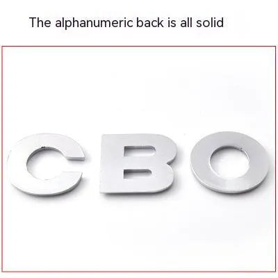 3D metal car bumper stickers showing individual English letters in zinc alloy construction