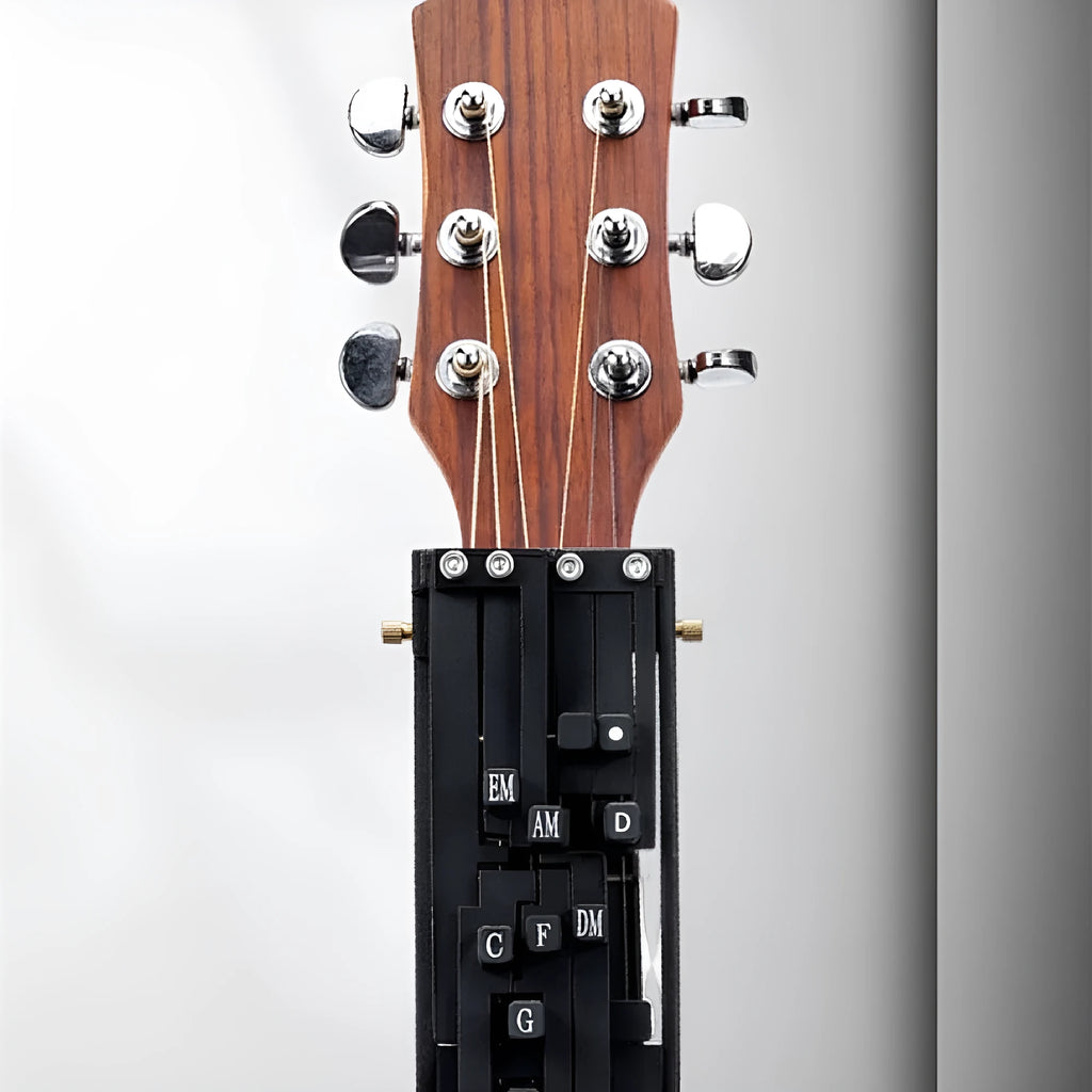 Black automatic guitar chord practice device for novice players with singing function