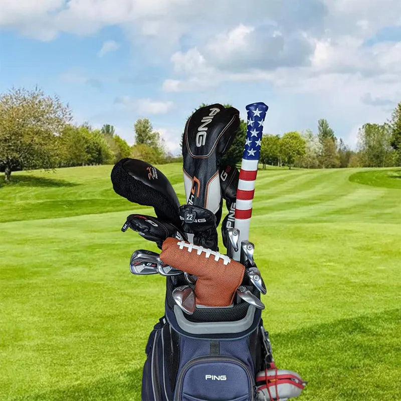 Black PU leather golf push rod cover for protecting club shafts