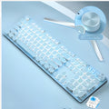 Blue retro punk mechanical keyboard and wired mouse set with backlight and USB cable