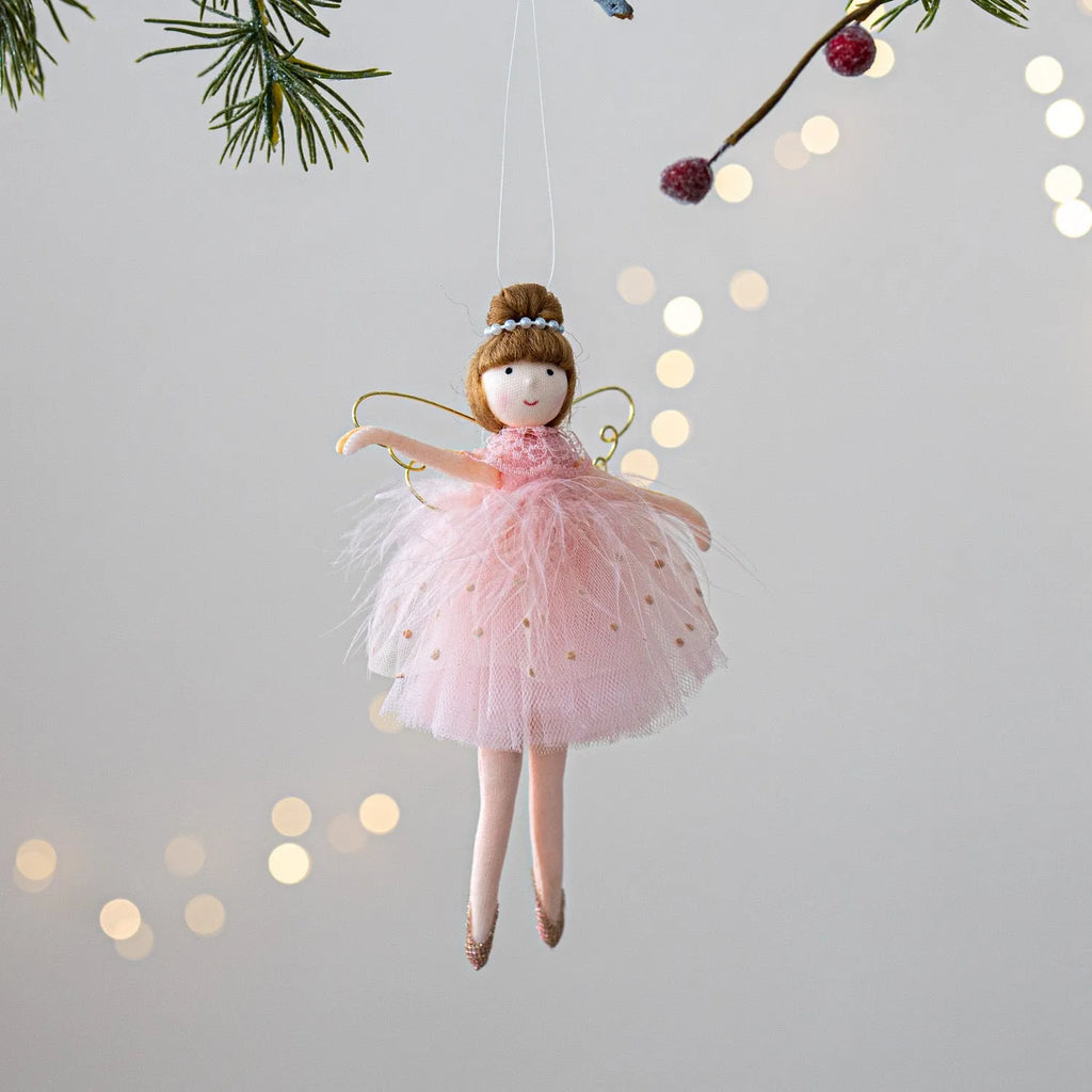 Pink and white cloth ballet girl angel doll plush toy pendant