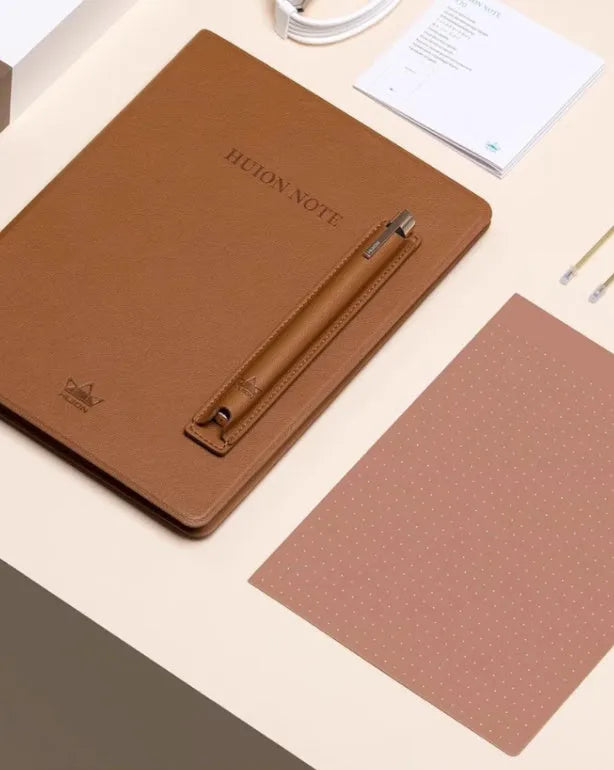 Huion Note X10 digital graphics tablet in Elk Brown with PW320 pen and active area 186.9x140.9mm