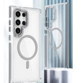 Samsung all-inclusive magnetic suction phone case in frosted transparent acrylic, drop-resistant, black colour