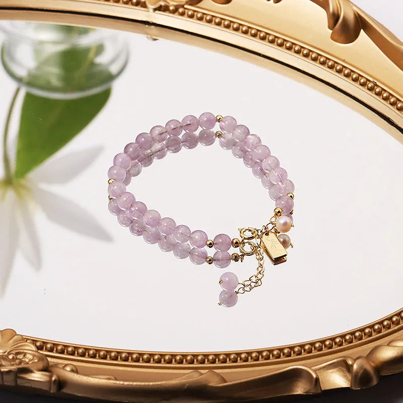Women's lavender amethyst crystal bracelet with zodiac animal modelling in dark and light colour options