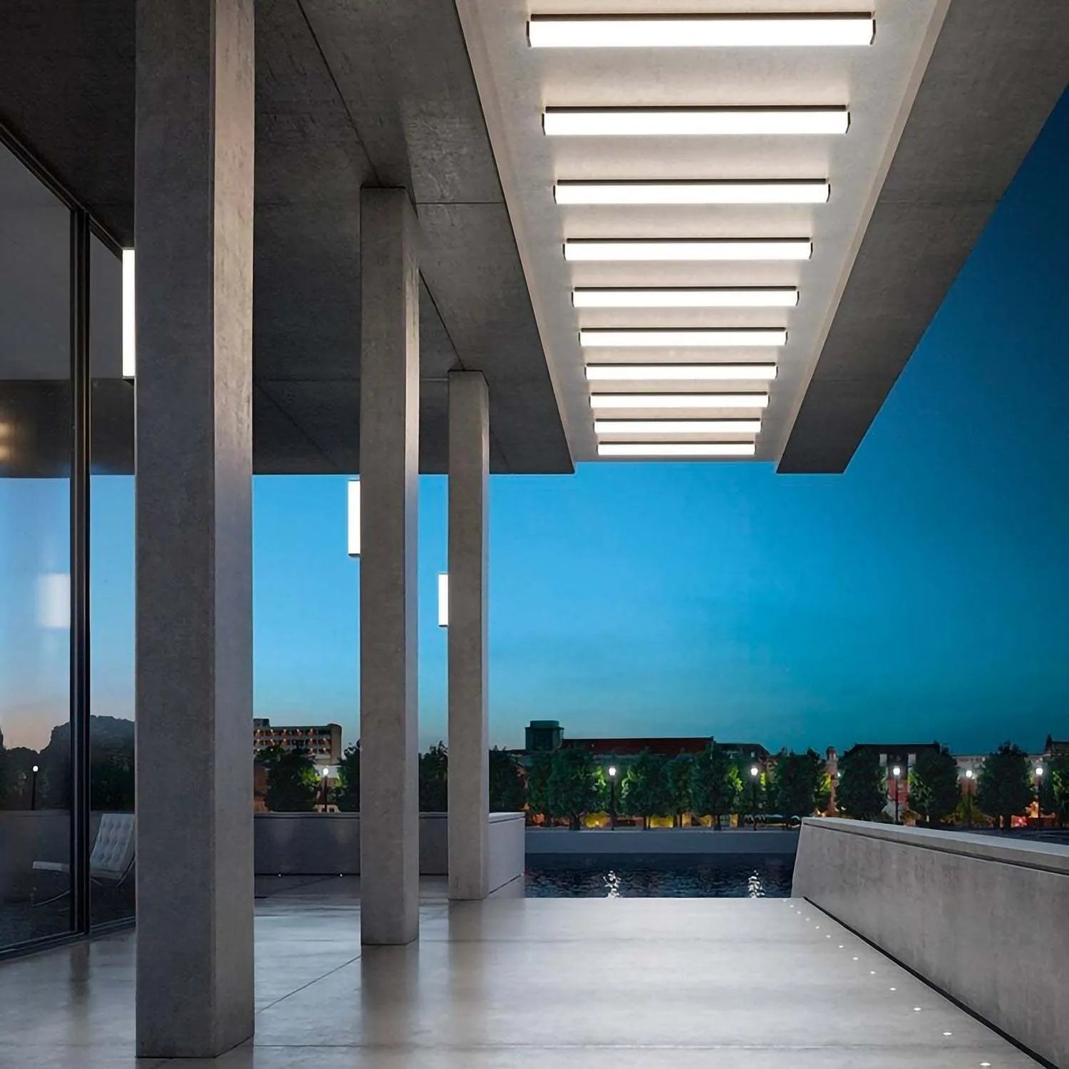 Vertical stainless steel outdoor wall light with polycarbonate diffuser, 60cm height.