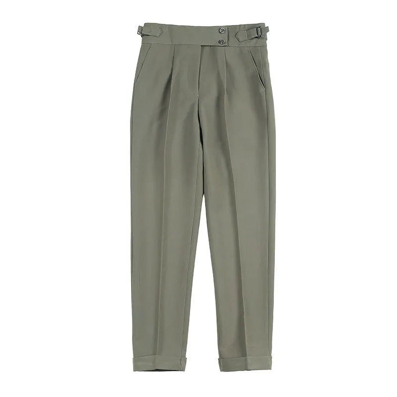 Men's polyester straight leg formal suit trousers in black, gray, and green – S10 series
