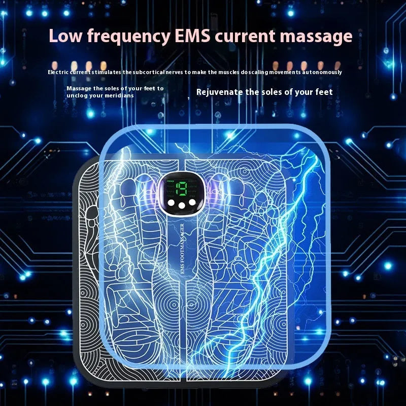 Reflexology foot massager mat with USB charging cable and remote control options