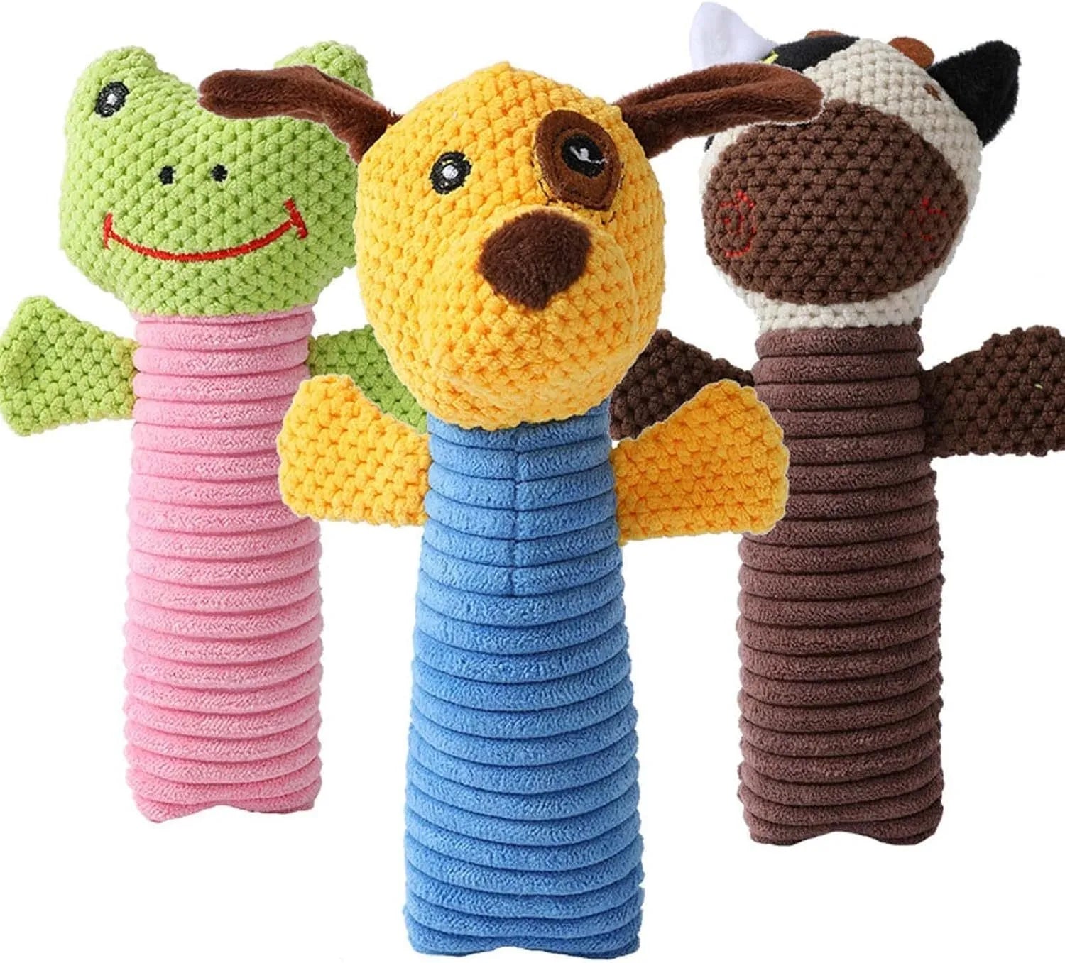 19cm squeaky stuffed dog chew toy in animal shapes for small medium large breeds