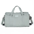 Portable large capacity Oxford cloth swimming bag in gray with 36-55L capacity and polyester lining.