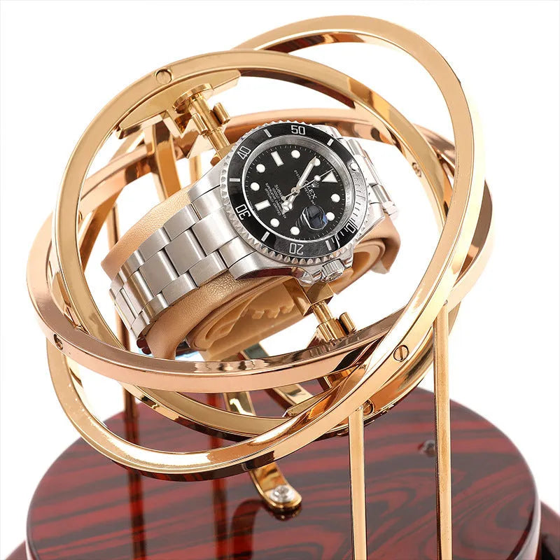 Glass cover watch shaker with Japan Mabuchi silent motor, two pillows, Gold or Silver, 18cm x 18cm x 23cm