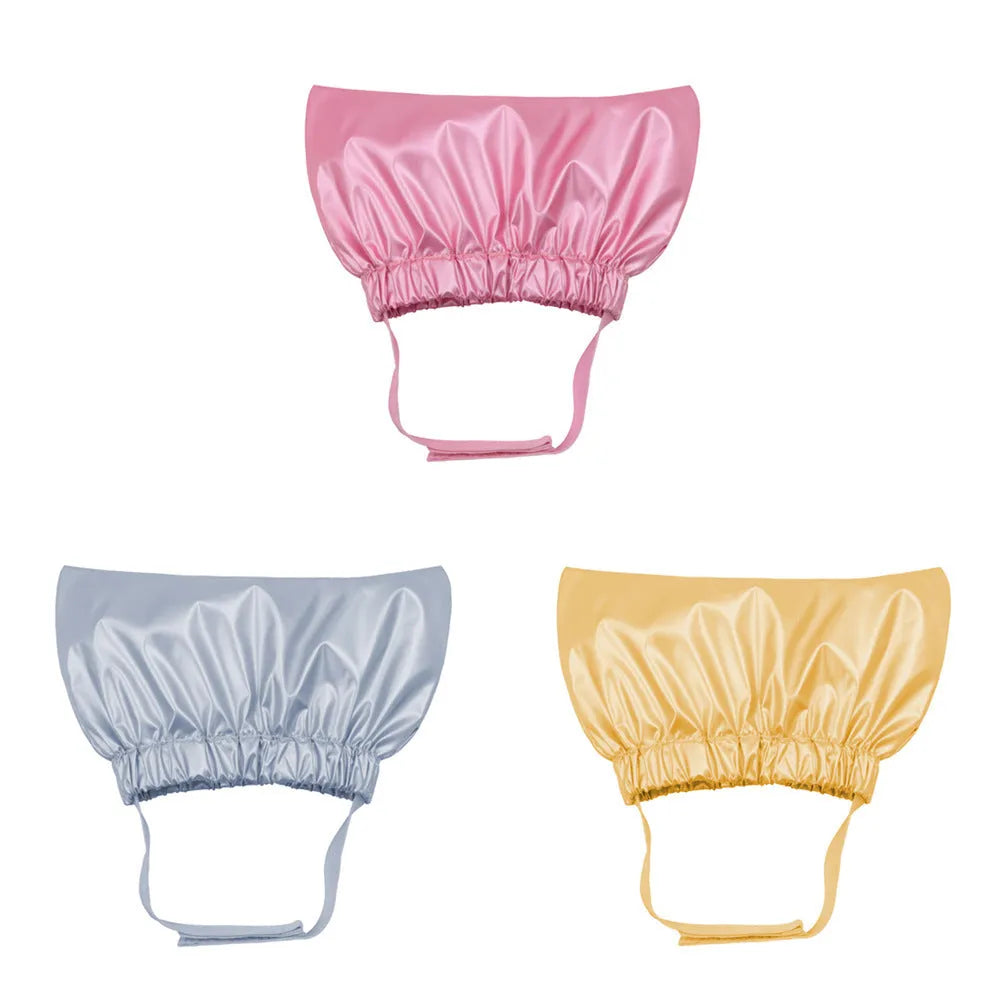 Pet shower cap for cats and dogs in gold colour with adjustable ear protection design