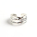 S925 sterling silver vintage weave ring for women with open design and retro silver finish