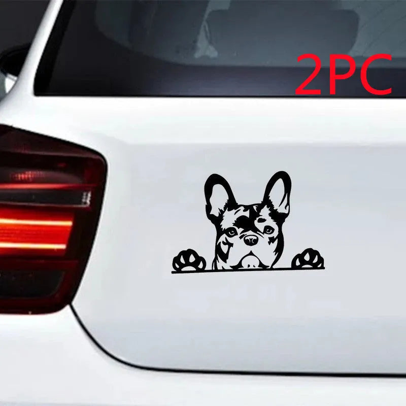 Two reflective car stickers with dog pattern, black and colourful, 15.6x10.4cm PET material