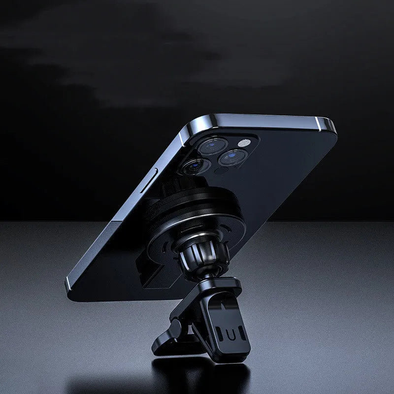 Black magnetic wireless charging stand for smartphones with PD fast charging