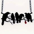 Black crow necklace with cross chain design for gothic alternative fashion jewellery